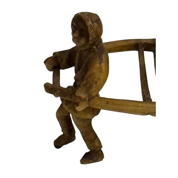 Vintage Asian Celluloid Man Pulling Cart of Barrels 1940s - Picture 3 of 6